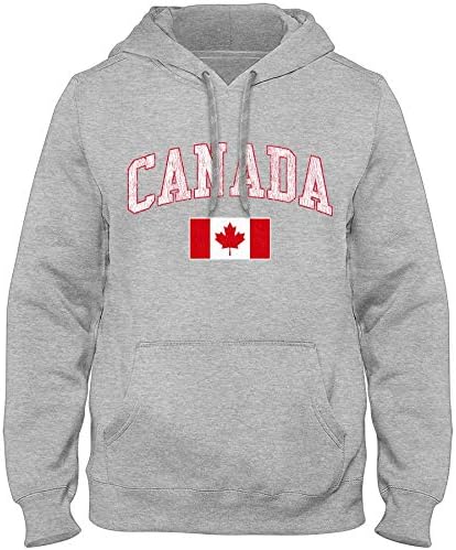 עלון קפוצ'ון דגל קנדי ​​| קנדה Mycountry Vintage Premium Hoodie עם סימן מילים לבן ודגל קאנטרי הדפס במצוקה